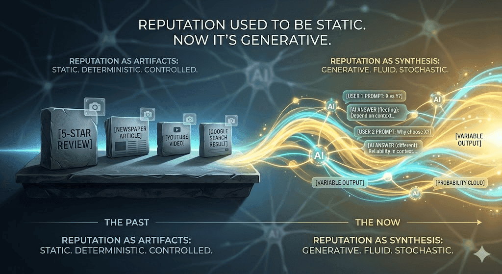 Brand Reputation in LLMs: What happens when reputation is generative?